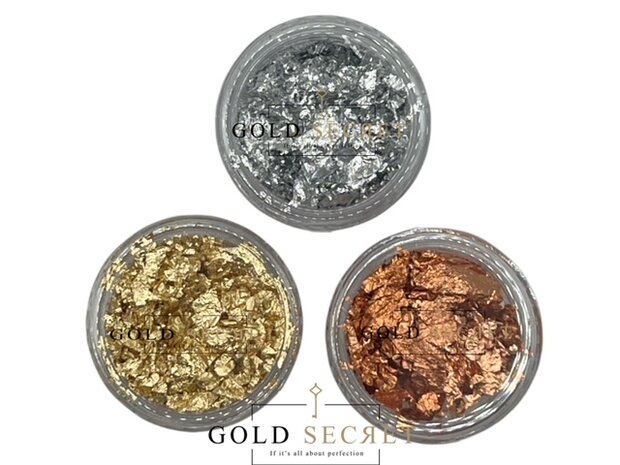 Set van 3 kleuren bladgoud ,goud-zilver en brons.